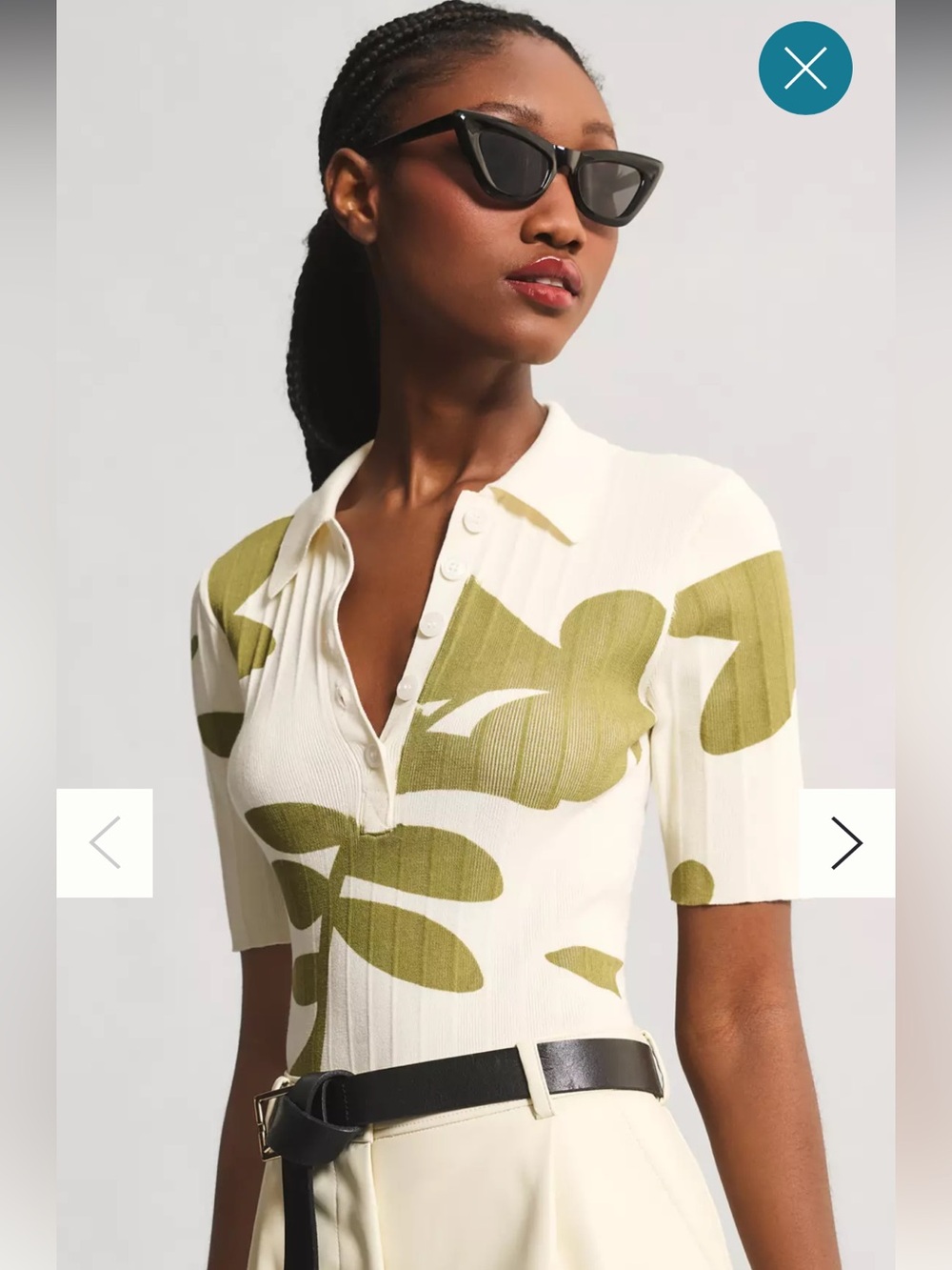 Anthropologie Greylin Bono Olive Leaf Print Polo Knit Bodysuit
Size S